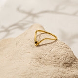 Gold Plated Black Crystal Geometric Ring