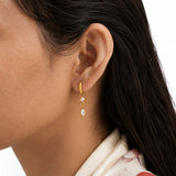 Pink Aurora Diamond Gold Plated Hoop Earrings