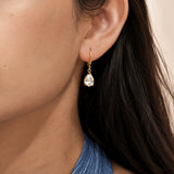 Opaline Heart Diamond Gold Plated Hoops