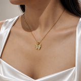 Gold Plated Pink Bloom Diamond Necklace