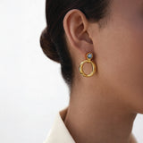 Blue Stone Drop Earrings