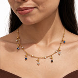 Sapphire Serenity Gold Plated Charm Necklace