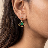 Emerald Fan Gold Plated Earrings