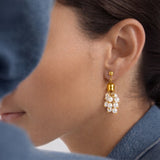 Golden Blossom Pearl Drop Earrings