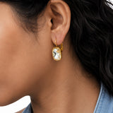 White Petal Gold Plated Earrings