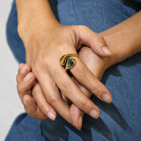 Mermaid Halo Blue Gold Plated Ring