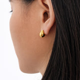 Gold Oval Teardrop Stud Earrings