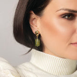 Green Stone Drop Earrings