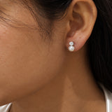 Silver Signature Pearl Diamond Earrings