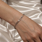 Silver Minimal Diamond Paperclip Bracelet