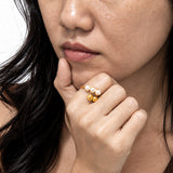 Lustre Pearl Duo Gold Plated Ring