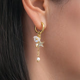 Celestial Pearl Star Drop Earrings