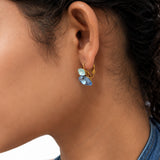 Mermaid Tide Blue Gold Plated Earrings