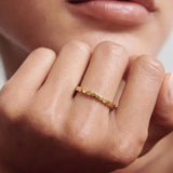 Square Checkered Gold Plated Ring
