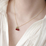 Cherry Muse Pendant Gold Plated Necklace