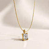 Celestia Square Diamond Gold Plated Pendant Necklace