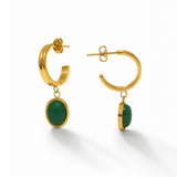 Green Gold-Plated Hanging Earrings