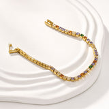 Rainbow Tennis Gold Plated Bracelet