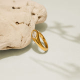 White Drift Gold Plated Ring