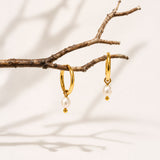 Minimal Micro Pearl Gold Plated Hoop Earrings