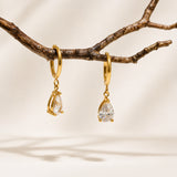 Opaline Heart Diamond Gold Plated Hoops