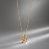 Gold Plated Pink Bloom Diamond Necklace