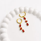 Garnet hoop danglers