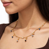 Sapphire Serenity Gold Plated Charm Necklace
