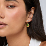 Emerald Fan Gold Plated Earrings