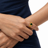 Green Stone Gold Plated Solid Ring