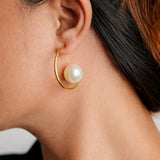 Serene Wave Pearl Hoops