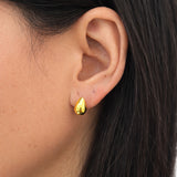 Gold Oval Teardrop Stud Earrings