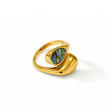 Mermaid Halo Blue Gold Plated Ring