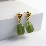 Green Stone Drop Earrings