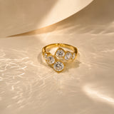Triple Grace Diamond Gold Plated Ring