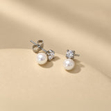 Silver Signature Pearl Diamond Earrings