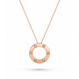 Halo Studded Rose Gold Necklace