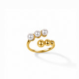 Lustre Pearl Duo Gold Plated Ring