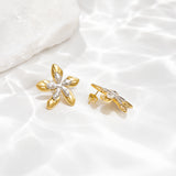 Dual Colored Floral Gold Plated Earrings