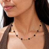 Noir Gold Plated Black Bead Layered Necklace