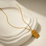 Personalized Engraved Gold Plated Bar Pendant Necklace