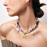 Multi Floral Scarf Necklace