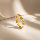Velvet Wave Diamond Gold Plated Band Ring