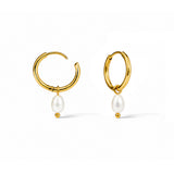 Minimal Micro Pearl Gold Plated Hoop Earrings