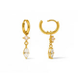 Pink Aurora Diamond Gold Plated Hoop Earrings