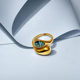 Mermaid Halo Blue Gold Plated Ring