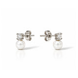 Silver Signature Pearl Diamond Earrings
