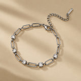 Silver Minimal Diamond Paperclip Bracelet