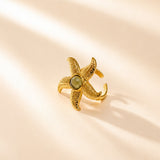 Starfish Gold Plated Charm Ring
