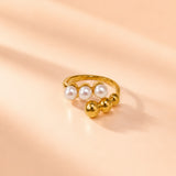 Lustre Pearl Duo Gold Plated Ring